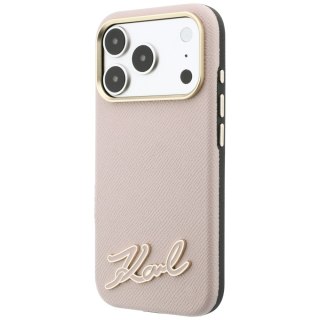 Etui Karl Lagerfeld Grained with Resin Signature Logo MagSafe do iPhone 18 Pro / 17 Pro różowy