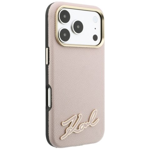 Etui Karl Lagerfeld Grained with Resin Signature Logo MagSafe do iPhone 18 Pro / 17 Pro różowy