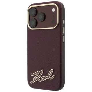 Etui Karl Lagerfeld Grained with Resin Signature Logo MagSafe do iPhone 18 Pro Max / 17 Pro Max burgundowy