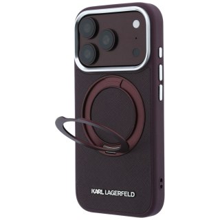 Etui Karl Lagerfeld Ring Stand 360 Saffiano Classic Logo MagSafe do iPhone 18 Pro Max / 17 Pro Max burgundowy