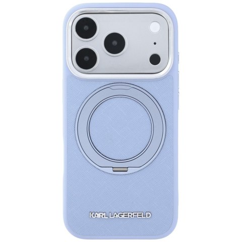 Etui Karl Lagerfeld Ring Stand 360 Saffiano Classic Logo MagSafe do iPhone 18 Pro Max / 17 Pro Max jasnoniebieski