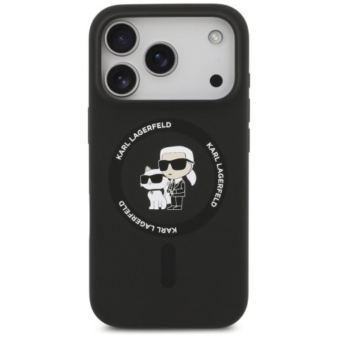 Etui Karl Lagerfeld Silicone Karl&Choupette Ring MagSafe do iPhone 18 Pro / iPhone 17 Pro czarny