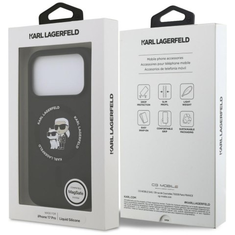 Etui Karl Lagerfeld Silicone Karl&Choupette Ring MagSafe do iPhone 18 Pro / iPhone 17 Pro czarny