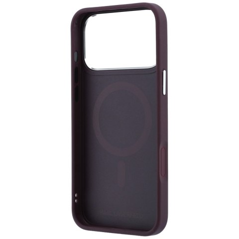 Etui Karl Lagerfeld with Ring Stand 360 Karl Head Pin MagSafe do iPhone 18 Pro / 17 Pro burgundowy