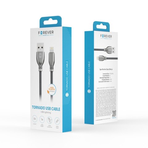 Forever kabel Tornado USB - Lightning 1,0 m 3A czarny Forever kabel Tornado USB - Lightning 1,0 m 3A czarny