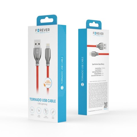 Forever kabel Tornado USB - Lightning 1,0 m 3A czerwony Forever kabel Tornado USB - Lightning 1,0 m 3A czerwony