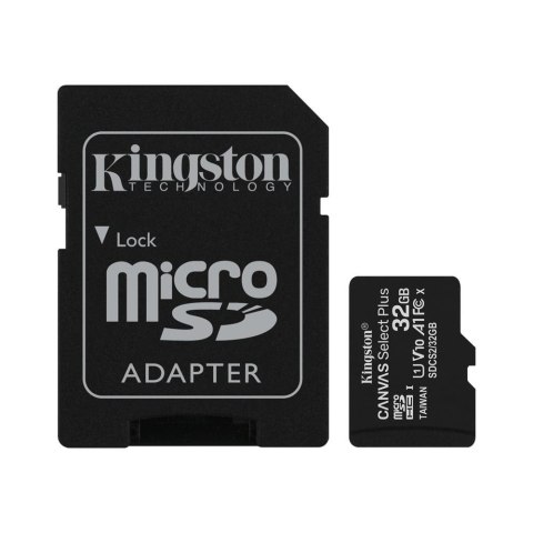 Kingston karta pamięci 32GB microSDHC Canvas Select Plus kl. 10 UHS-I 100 MB/s + adapter Kingston karta pamięci 32GB microSDHC Canvas Select Plus kl. 10 UHS-I 100 MB/s + adapter