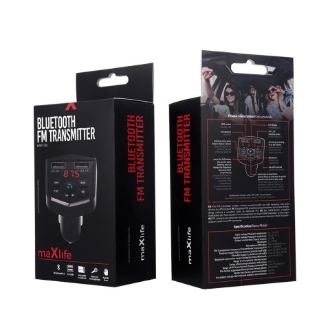Maxlife transmiter FM Bluetooth MXFT-02 czarny Maxlife transmiter FM Bluetooth MXFT-02 czarny