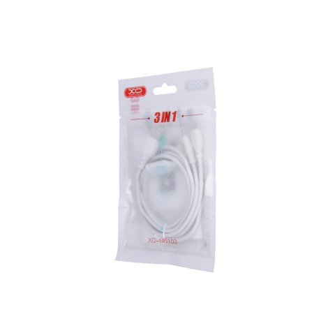 XO kabel NB103 3w1 USB - Lightning + USB-C + microUSB 1,0 m 2,1A biały XO kabel NB103 3w1 USB - Lightning + USB-C + microUSB 1,0 m 2,1A biały
