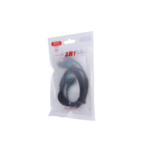 XO kabel NB103 3w1 USB - Lightning + USB-C + microUSB 1,0 m 2,1A czarny XO kabel NB103 3w1 USB - Lightning + USB-C + microUSB 1,0 m 2,1A czarny