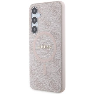 Guess nakładka do Samsung Galaxy S24 Plus GUHMS24MG4GFRP różowa HC MAGSAFE PU 4G RING CLASSIC LOGO