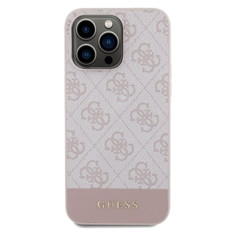Guess nakładka do iPhone 14 Pro 6,1" GUHCP14LG4GLPI różowa HC PC/TPU 4G PU BOTTOM STRIPE Guess nakładka do iPhone 14 Pro 6,1" GUHCP14LG4GLPI różowa HC PC/TPU 4G PU BOTTOM STRIPE