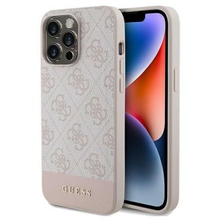 Guess nakładka do iPhone 14 Pro Max 6,7" GUHCP14XG4GLPI różowa HC PC/TPU 4G PU BOTTOM STRIPE