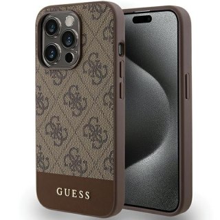 Guess nakładka do iPhone 15 Pro 6,1" GUHCP15LG4GLBR brązowa HC PC/TPU 4G PU BOTTOM STRIPE