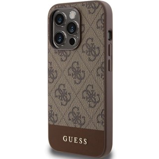Guess nakładka do iPhone 15 Pro 6,1" GUHCP15LG4GLBR brązowa HC PC/TPU 4G PU BOTTOM STRIPE