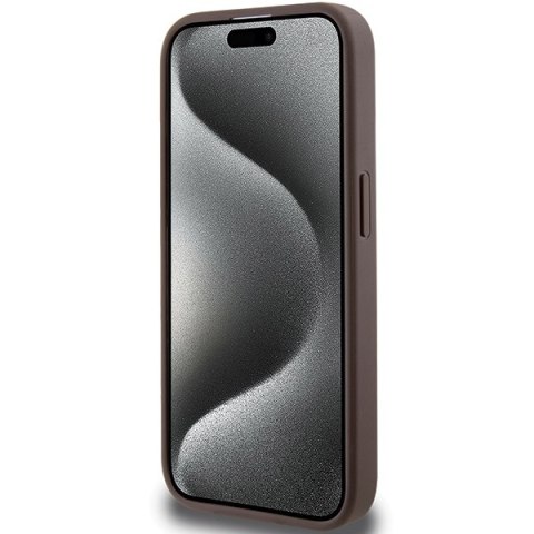 Guess nakładka do iPhone 15 Pro 6,1" GUHCP15LG4GLBR brązowa HC PC/TPU 4G PU BOTTOM STRIPE