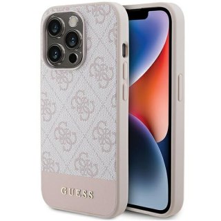 Guess nakładka do iPhone 15 Pro 6,1" GUHCP15LG4GLPI różowa HC PC/TPU 4G PU BOTTOM STRIPE