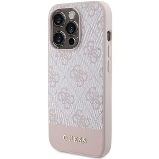 Guess nakładka do iPhone 15 Pro 6,1" GUHCP15LG4GLPI różowa HC PC/TPU 4G PU BOTTOM STRIPE