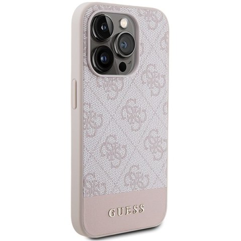 Guess nakładka do iPhone 15 Pro 6,1" GUHCP15LG4GLPI różowa HC PC/TPU 4G PU BOTTOM STRIPE Guess nakładka do iPhone 15 Pro 6,1" GUHCP15LG4GLPI różowa HC PC/TPU 4G PU BOTTOM STRIPE