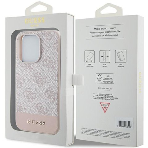 Guess nakładka do iPhone 15 Pro 6,1" GUHCP15LG4GLPI różowa HC PC/TPU 4G PU BOTTOM STRIPE Guess nakładka do iPhone 15 Pro 6,1" GUHCP15LG4GLPI różowa HC PC/TPU 4G PU BOTTOM STRIPE