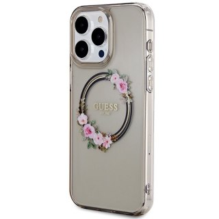 Guess nakładka do iPhone 15 Pro Max 6,7" GUHMP15XHFWFCK czarna HC MAGSAFE IML FLOWERS WREATH