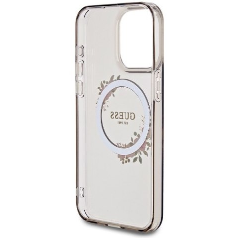 Guess nakładka do iPhone 15 Pro Max 6,7" GUHMP15XHFWFCK czarna HC MAGSAFE IML FLOWERS WREATH