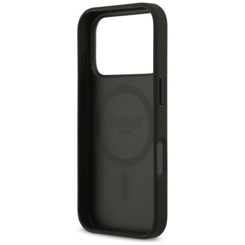 Guess nakładka Grained Flowers Classic Logo MagSafe do iPhone 17 Pro czarna