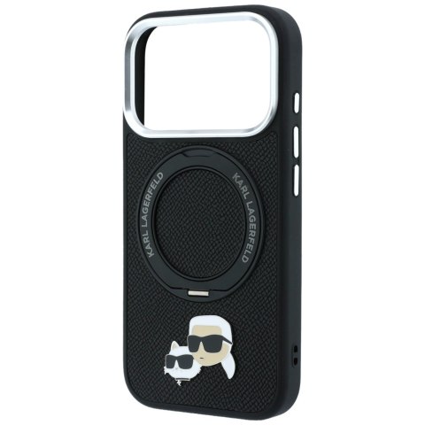 Etui Karl Lagerfeld with Ring Stand 360 Karl Choupette Heads Pin MagSafe do iPhone 18 Pro / 17 Pro czarny