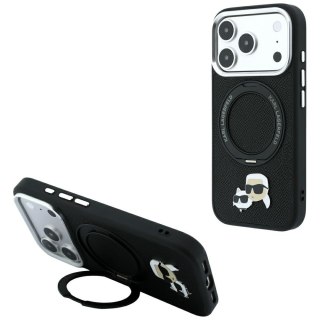 Etui Karl Lagerfeld with Ring Stand 360 Karl Choupette Heads Pin MagSafe do iPhone 18 Pro Max / 17 Pro Max czarny