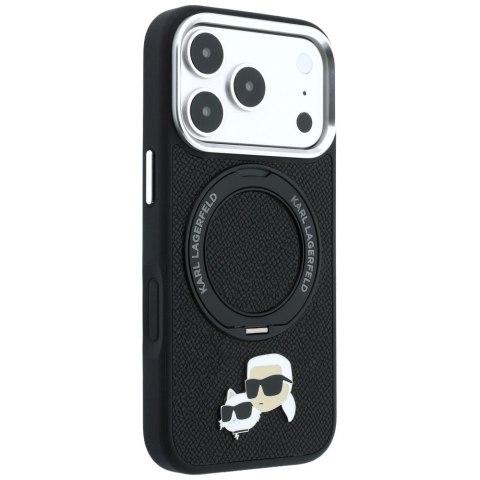 Etui Karl Lagerfeld with Ring Stand 360 Karl Choupette Heads Pin MagSafe do iPhone 18 Pro Max / 17 Pro Max czarny