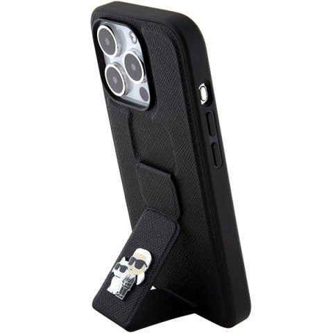 Karl Lagerfeld nakładka do iPhone 15 Pro Max 6,7" KLHCP15XGSAKCPK czarna HC GRIPSTAND SAFFIANO KC PINS