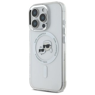 Karl Lagerfeld nakładka do iPhone 16 Pro 6,3" KLHMP16LHLSKCH biała Hardcase IML Metal Karl&Choupette Head MagSafe