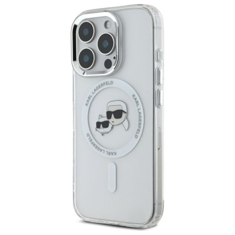 Karl Lagerfeld nakładka do iPhone 16 Pro 6,3" KLHMP16LHLSKCH biała Hardcase IML Metal Karl&Choupette Head MagSafe