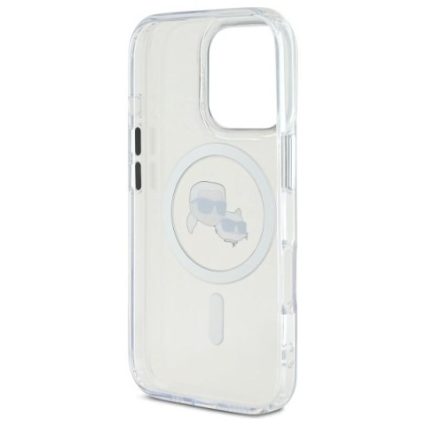 Karl Lagerfeld nakładka do iPhone 16 Pro 6,3" KLHMP16LHLSKCH biała Hardcase IML Metal Karl&Choupette Head MagSafe