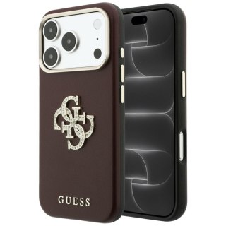 Etui Guess Smooth & Big Strass Logo do iPhone 18 Pro / 17 Pro burgundowy
