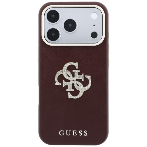 Etui Guess Smooth & Big Strass Logo do iPhone 18 Pro / 17 Pro burgundowy