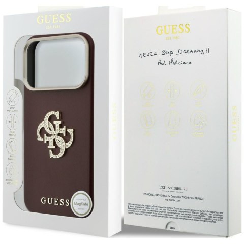 Etui Guess Smooth & Big Strass Logo do iPhone 18 Pro / 17 Pro burgundowy