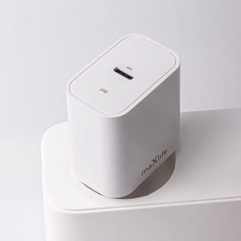 Maxlife ładowarka sieciowa PD QC MXTC-06-20C 1x USB-C 20W biała + kabel USB-C - USB-C 20W Maxlife ładowarka sieciowa PD QC MXTC-06-20C 1x USB-C 20W biała + kabel USB-C - USB-C 20W