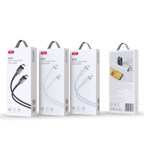 XO kabel NB-Q250B PD USB-C - USB-C 1,0m 60W czarny