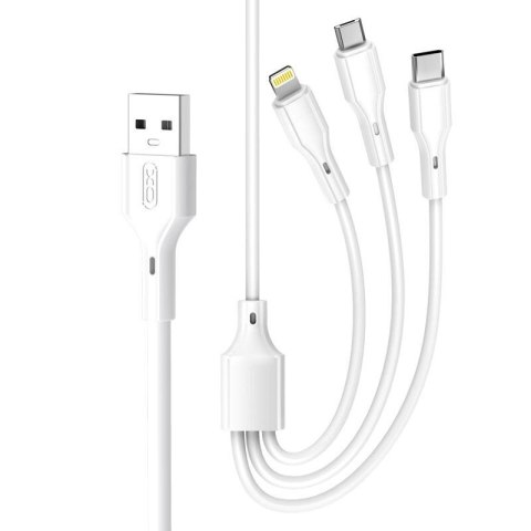 XO kabel NB230 3w1 USB + USB-C + microUSB + Lightning 1,0m 2,4A biały XO kabel NB230 3w1 USB + USB-C + microUSB + Lightning 1,0m 2,4A biały