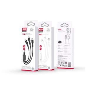 XO kabel NB230 3w1 USB + USB-C + microUSB + Lightning 1,0m 2,4A biały