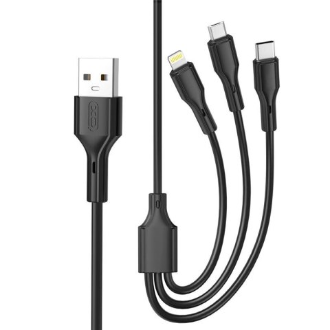XO kabel NB230 3w1 USB + USB-C + microUSB + Lightning 1,0m 2,4A czarny XO kabel NB230 3w1 USB + USB-C + microUSB + Lightning 1,0m 2,4A czarny