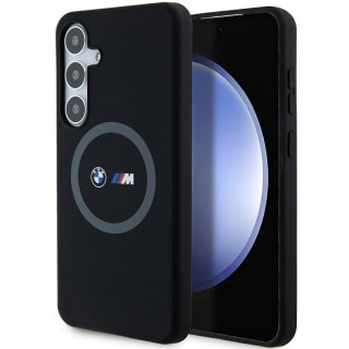 BMW nakładka do Samsung Galaxy S24 Plus czarna M Silicone Printed Ring MagSafe