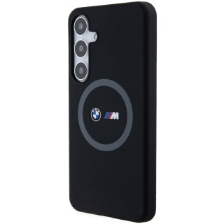 BMW nakładka do Samsung Galaxy S24 Plus czarna M Silicone Printed Ring MagSafe