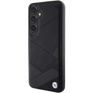 BMW nakładka do Samsung Galaxy S24 Plus czarna Signature Leather Crossing Lines Pattern