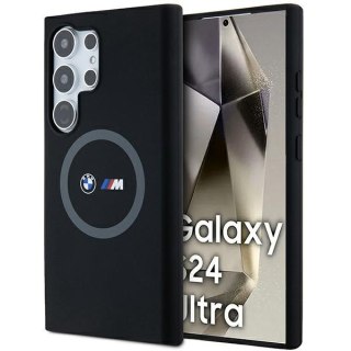BMW nakładka do Samsung Galaxy S24 Ultra czarna M Silicone Printed Ring MagSafe