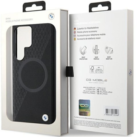 BMW nakładka do Samsung Galaxy S24 Ultra czarna Signature Leather Half Textured & Circle MagSafe BMW nakładka do Samsung Galaxy S24 Ultra czarna Signature Leather Half Textured & Circle MagSafe