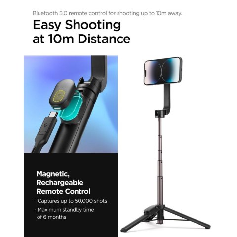 Spigen selfie stick S570W tripod MagSafe z Bluetooth czarny Spigen selfie stick S570W tripod MagSafe z Bluetooth czarny