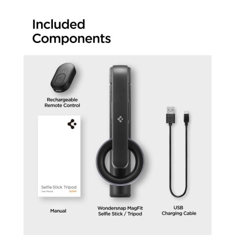 Spigen selfie stick S570W tripod MagSafe z Bluetooth czarny Spigen selfie stick S570W tripod MagSafe z Bluetooth czarny