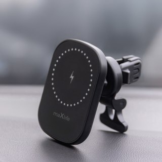 Maxlife uchwyt samochodowy do kratki MXCH-16 magnetyczny z ładowaniem bezprzewodowym czarny 15W